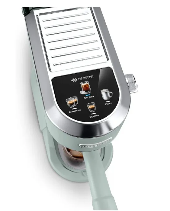 De'Longhi Dedica Duo EC890.GR, Barista Coffee Machine with Pump, Espresso and Cold Brew, Manual Machine with LatteArt Steam Rod, 15 cm Wide, 2 Espresso, Touch Screen, Cup up to 13 cm, Green 4