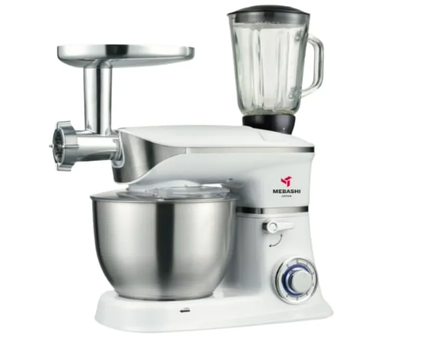 Mebashi ME-SBM1108 WHT 3-in-1 Stand Bowl Mixer with Blender & Meat Grinder, 6.5L, 1300W, White