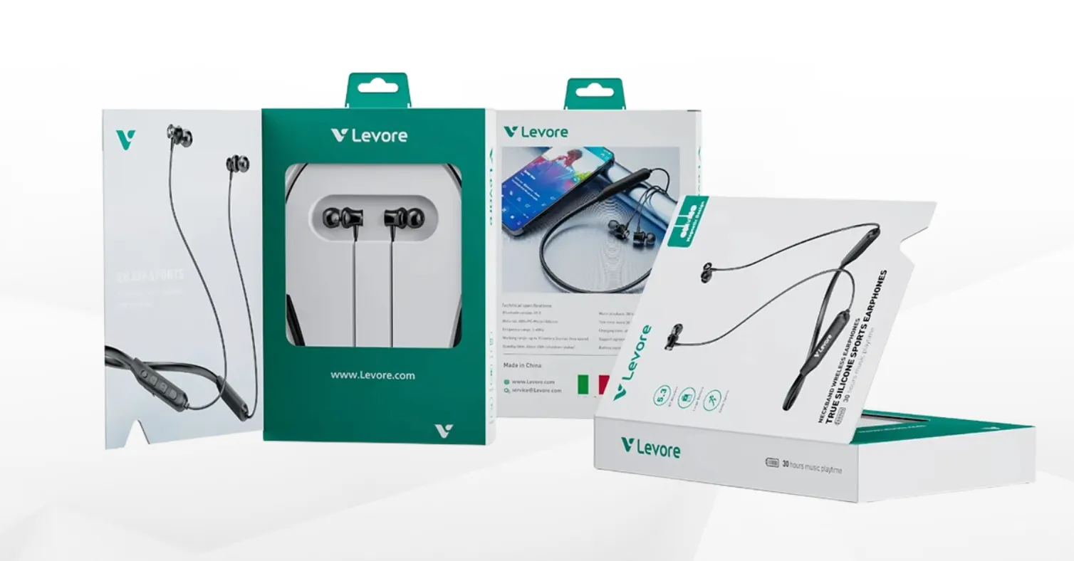 LEVORE LEB46-BK Wireless Bluetooth Neckband Earphones with Deep Bass, Built-in Microphone, Dual-Device Connectivity and IPX4 Sweat Resistance – Black