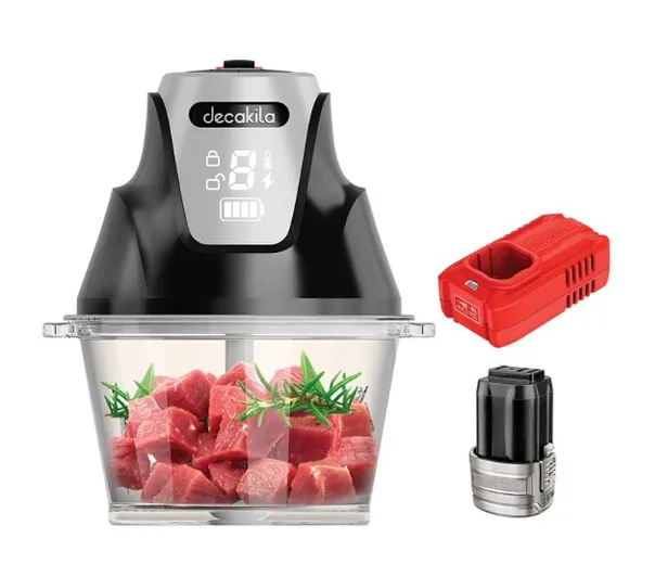 DECAKILA KEMG029B Cordless Food Chopper, 2L Glass Bowl, 200W, 16V, Black