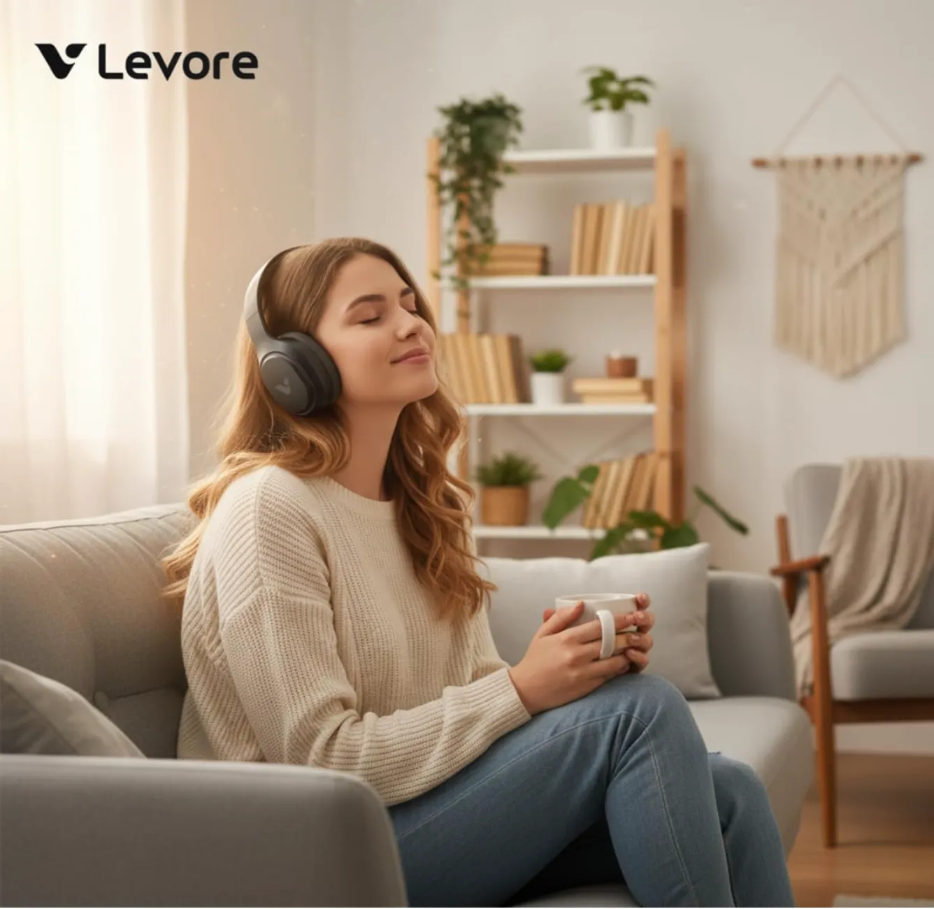 LEVORE Bluetooth Headphones LHB53-BK | Wireless Over-Ear Headset with Deep Bass, Built-in Mic, Long Battery Life & Comfortable Design – Black 3