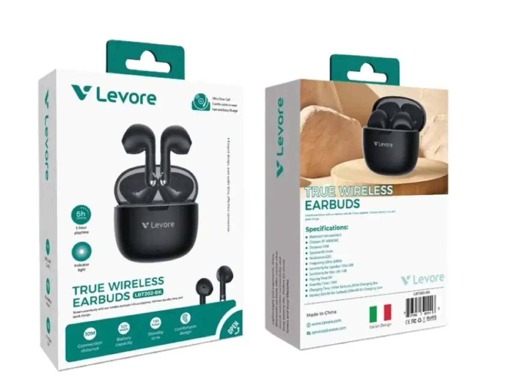Levore LBT202 True Wireless Earbuds Black