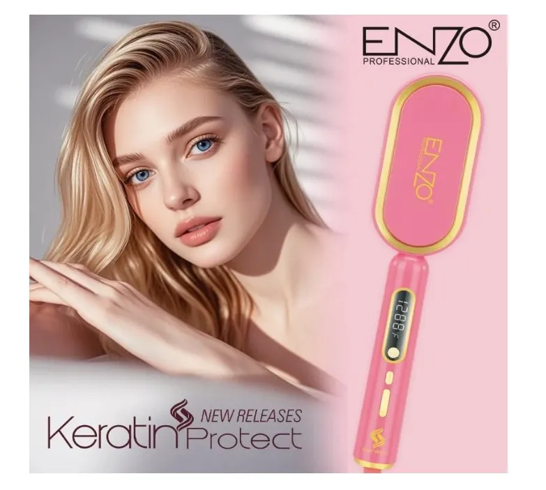 PrecisionWare ENZO EN-4102A Professional Hair Straightening Comb – Rapid Heating, Adjustable Temperature, Ceramic Coating for Effortless Styling - Intl Version