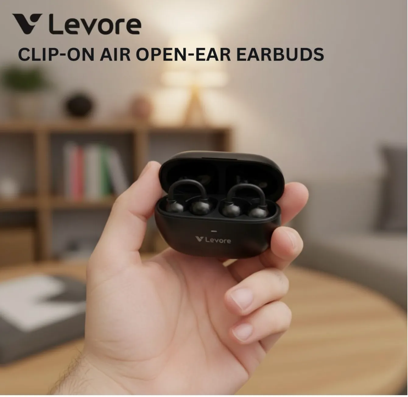 LEVORE Clip-On-Air OWS LBT204 Open-Ear Wireless Earbuds – Secure Clip-On Fit, Bluetooth Connectivity, Clear Sound, Built-In Mic, Lightweight Design for All-Day Comfort 4