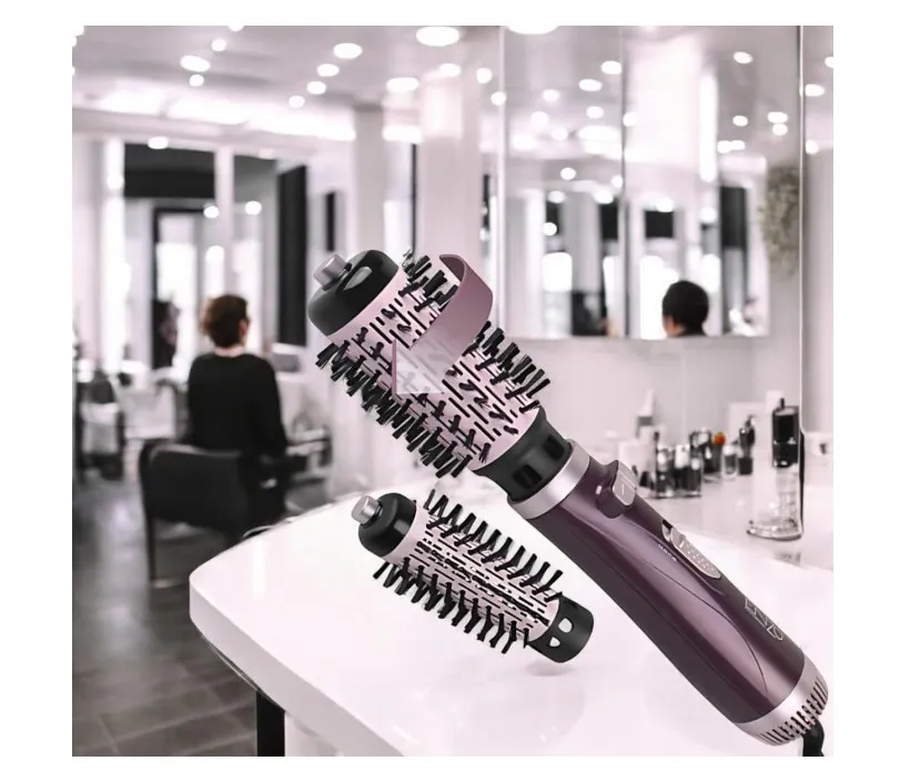 ENZO Professional EN-747 Rotating Hot Air Brush – 2-in-1 Styling Tool with Dual Brush Attachments | Hair Dryer, Curler & Volumizer – Intl Version 3