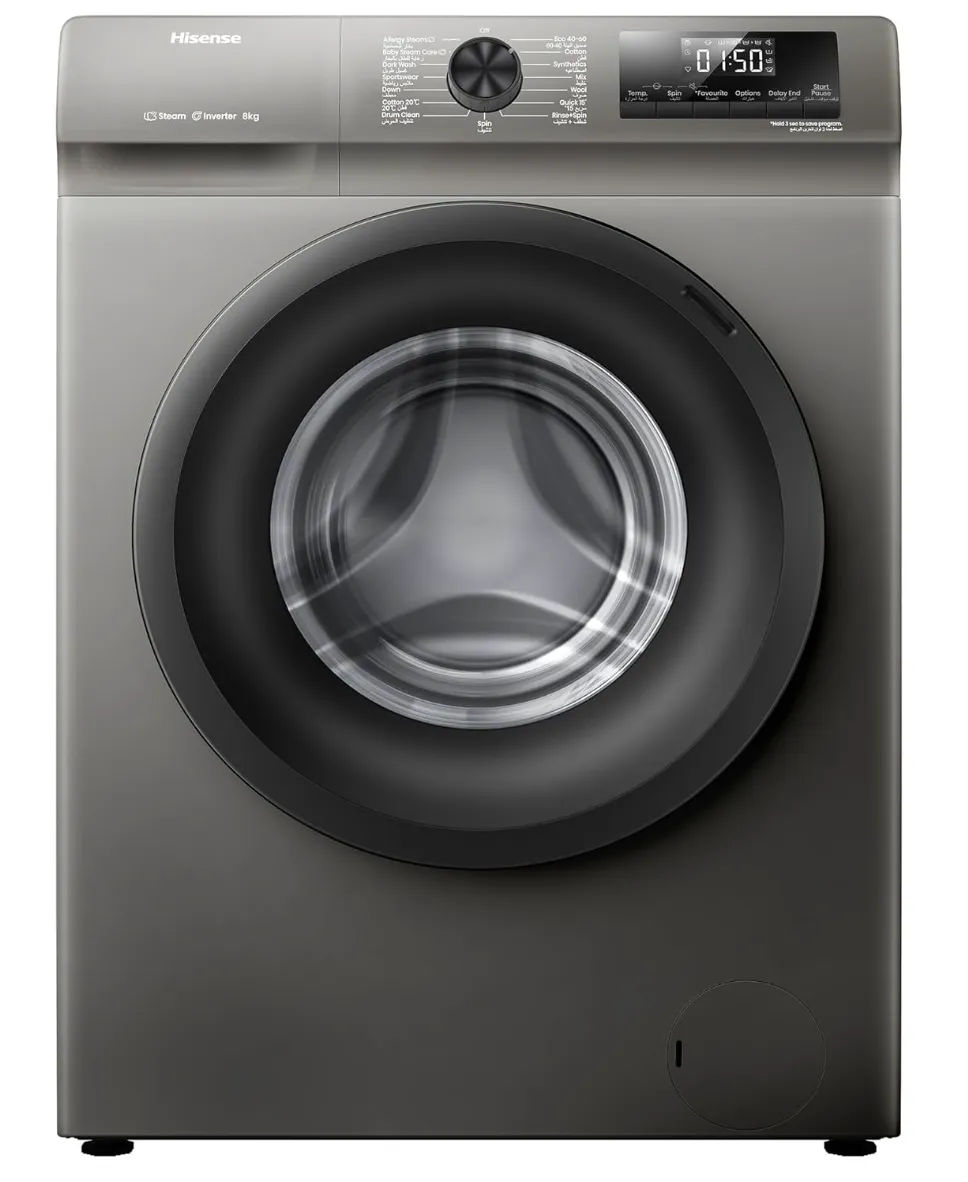 Hisense WFQP8012T 8 Kg Front Load Slim Drum Washing Machine, Inverter Motor 1200 RPM, Quick Wash, Pause & add Function, Allergy Steam Care, Titanium Grey 3