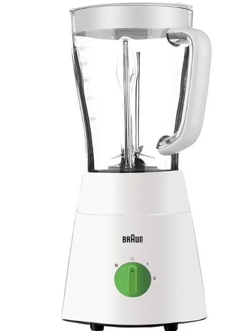 Braun PowerBlend 1 Jug Blender 500W, 1.5 L Capacity, TriAction Technology, 2 Speeds + Ice crush/pulse function. 2 Mill for grinding & chopping, Plastic - JB 0123