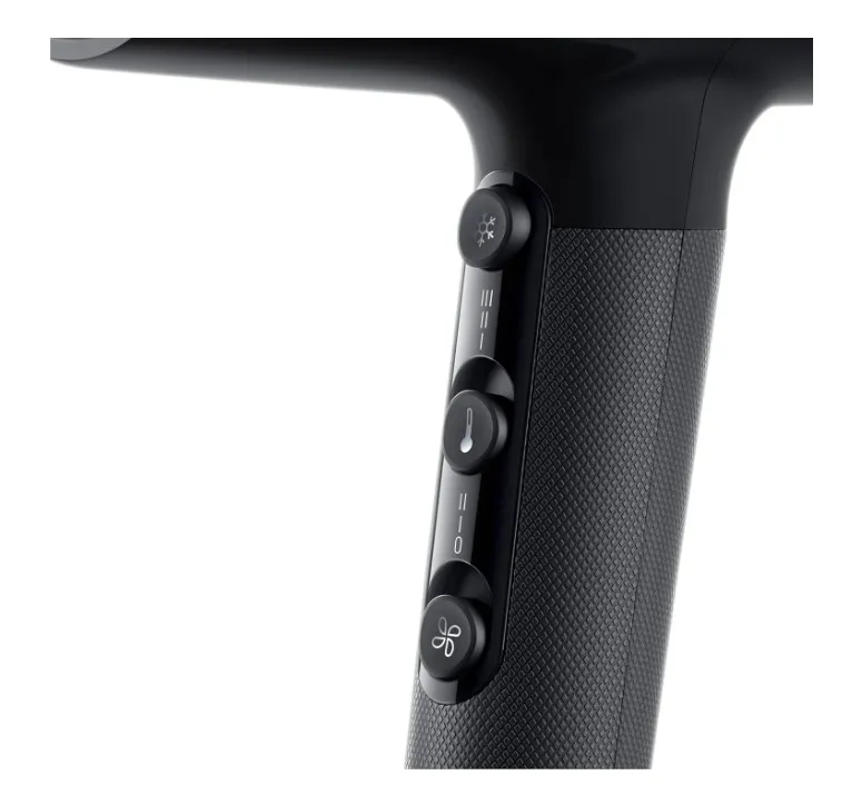 Braun Hair dryer HD2.2 Light Weight, Fast Performance and Shine, 2200 Watts, 3 Heat Mode plus cool shot, with 2 Attachments Drying Nozzle, Curl Diffuser, BRHD225SDE - Ion Black.