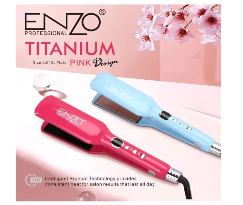ENZO EN-3215 Professional Hair Straightener Fast Heating Wide Plate Hair Styler Flat IroN-Intl Version (Blue) 3