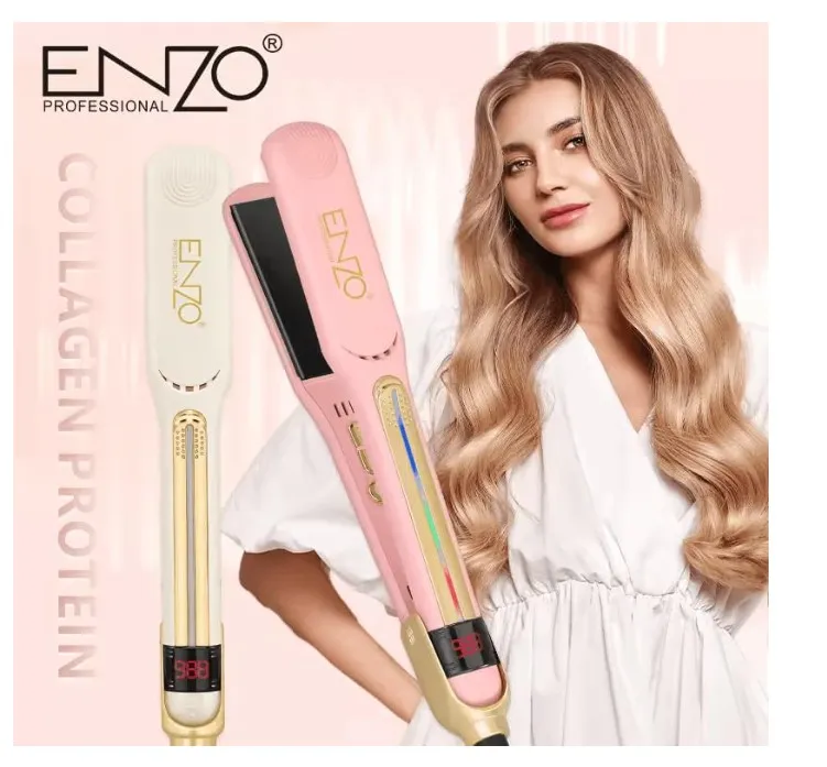 ENZO EN-2401 Brazilian Hair Straightener – Fast Heat-Up, Adjustable Temperature, Ergonomic Design - Intl Version (PINK)
