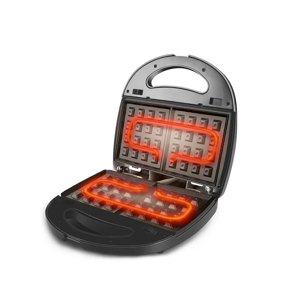 Saachi NL-7M-1572-BK 7-in-1 Multi Snack Maker, 750W, 7 Removable Non-Stick Plates for Cake Pops, Donuts, Nutties, Biscuits, Sandwiches, Waffles & Grilling, Automatic Thermostat, Indicator Light & Cool-Touch Locking Handle – Black 3