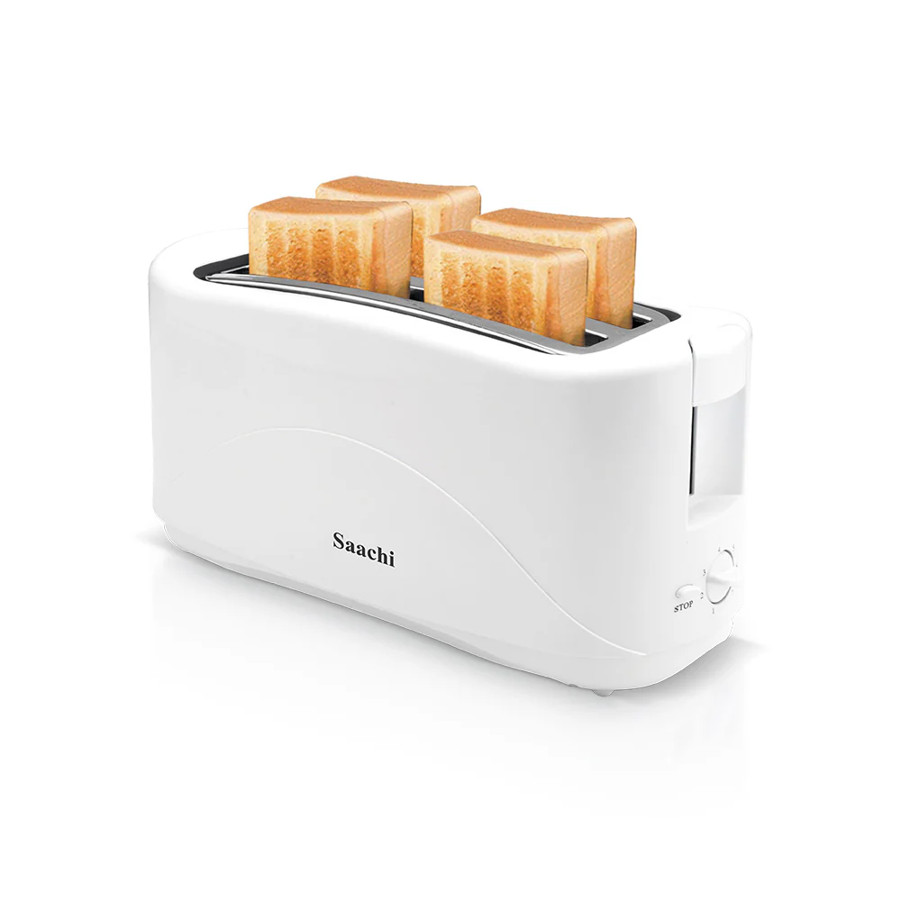 Saachi NL-TO-4565-WH 4-Slice Pop-Up Toaster, 1300W, 7 Browning Settings, Automatic Bread Ejection, Stop Function, Slide-Out Crumb Tray, Cool-Touch Panels & Anti-Slip Feet – White 2
