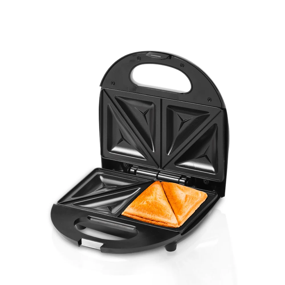 Saachi NL-SM-4665-BK 2-Slice Sandwich Maker, 750W, Non-Stick Triangle Plates, Automatic Thermostat, Power and Ready Indicators, Cool-Touch Locking Handle, Non-Slip Feet & Vertical Storage – Black