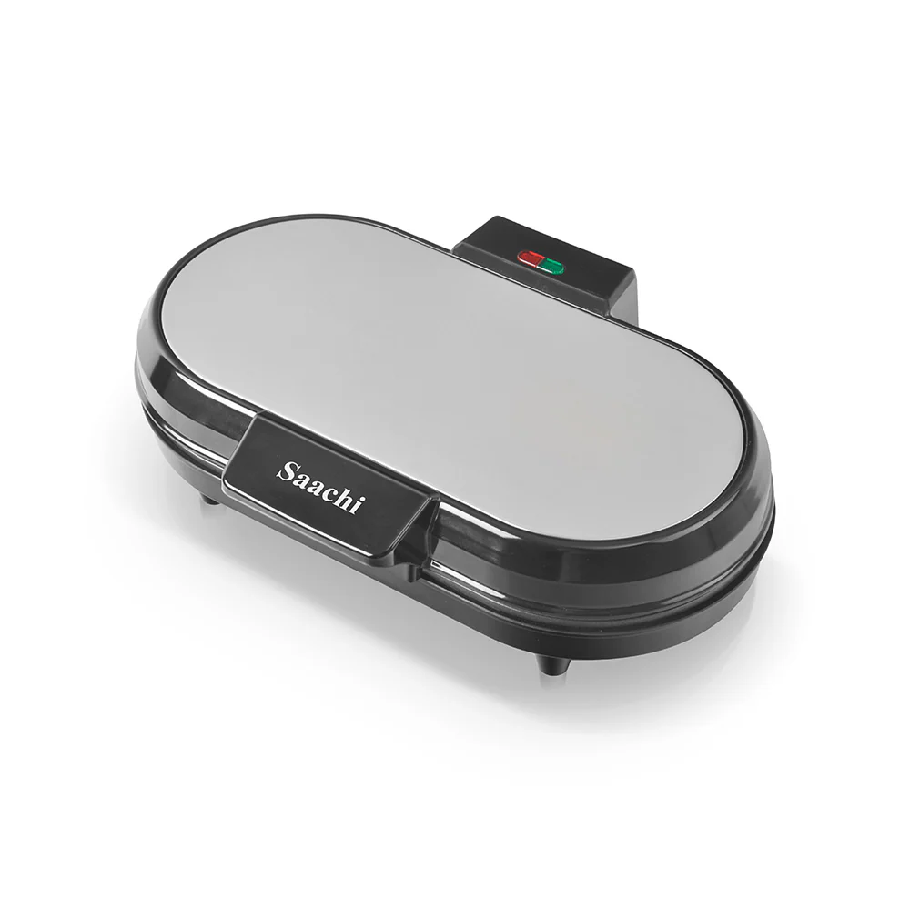 Saachi NL-WM-1551-BK Double Waffle Maker, 1200W, 2 Waffles with 10 Mini Heart-Shaped Pieces, Non-Stick Plates, Automatic Temperature Control & Cool-Touch Housing – Black