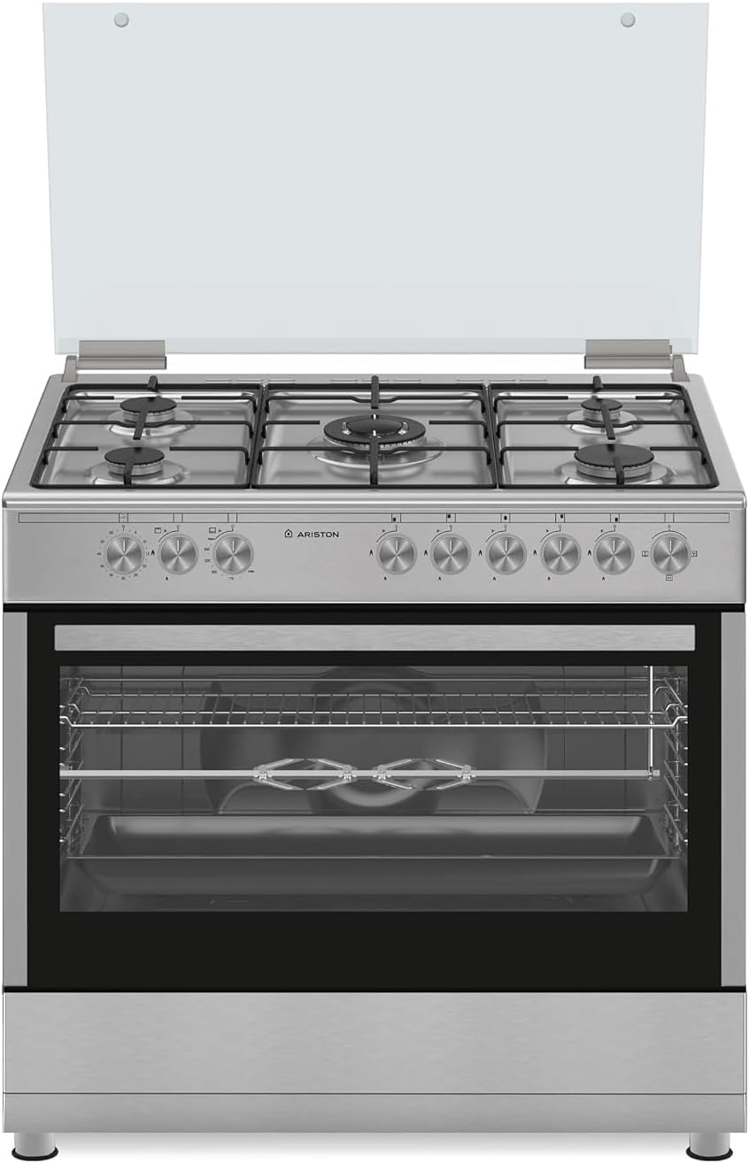 Ariston 90×60 cm Freestanding Gas Cooker with Gas Oven AM9GM1KMXMEA (Silver)