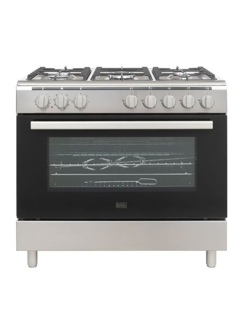 BLACK+DECKER 90 cm Gas Cooker with 5 Gas Burners & 121L Electric Oven BXOFM905.003AZVX (Stainless Steel)