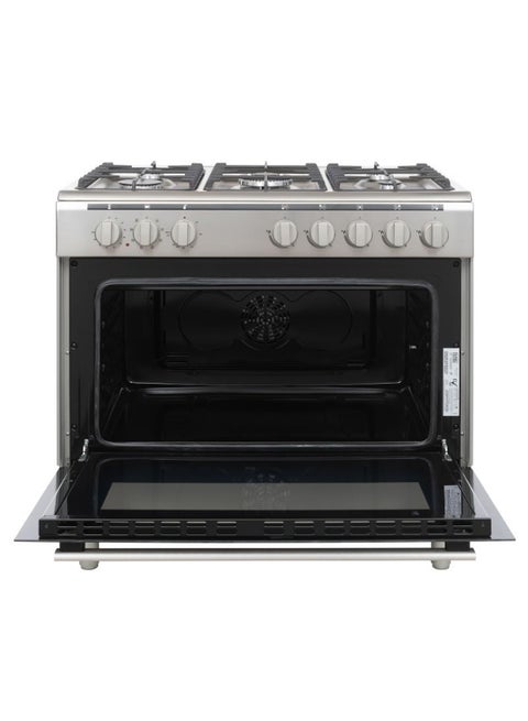 BLACK+DECKER 90 cm Gas Cooker with 5 Gas Burners & 121L Electric Oven BXOFM905.003AZVX (Stainless Steel)