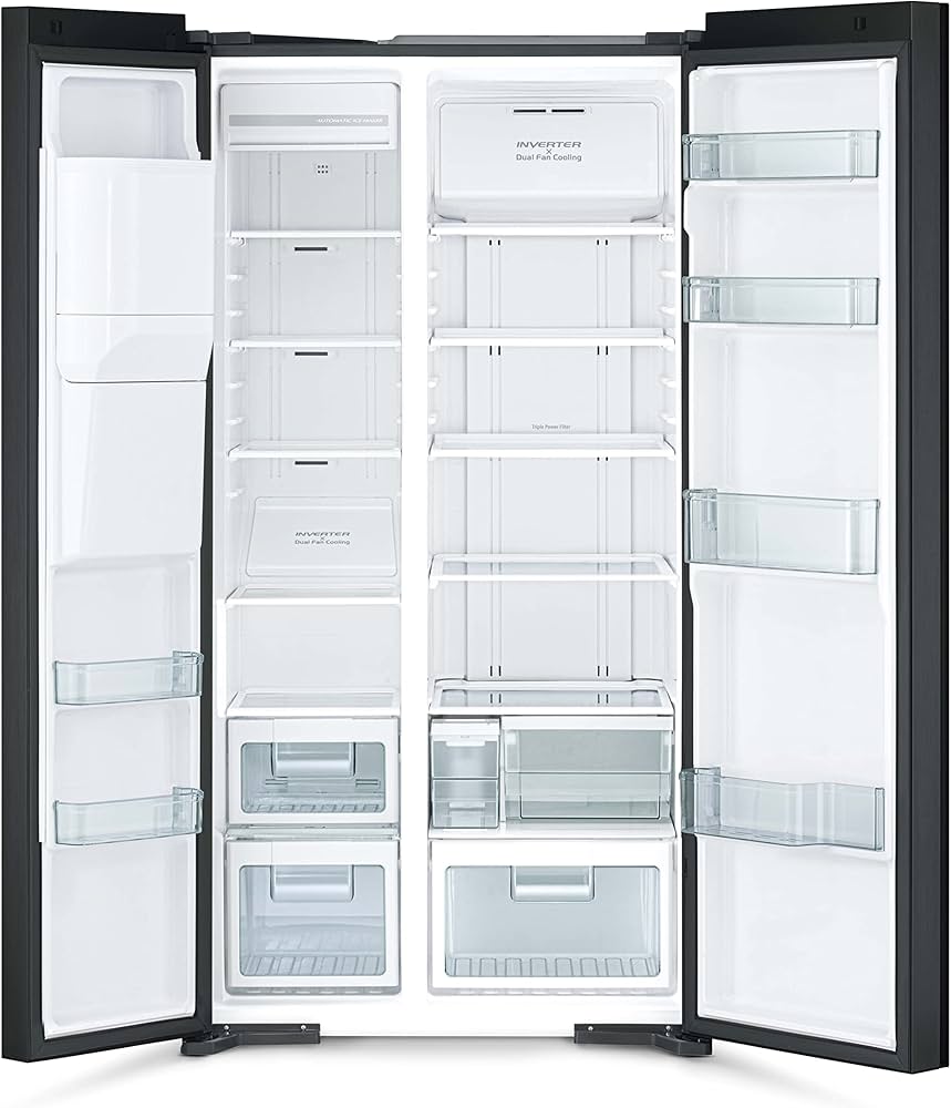 Hitachi 700L Gross Side-by-Side Refrigerator with Ice & Water Dispenser RSX700GPUK0GBK (Glass Black)