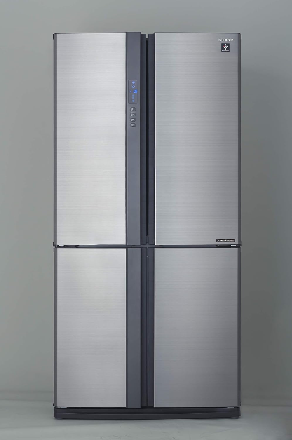 Sharp SJ-FE87V-SS3 Four-Door French-Door Refrigerator, 724L Gross / 605L Net Capacity, J-Tech Inverter, Plasmacluster Ion Technology, AgCu Nano Deodorizer, Hybrid Cooling, Express Freezing, Silver Stainless Steel