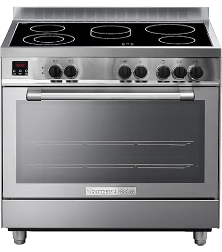 Siemens iQ700 HY738357M Freestanding Ceramic Electric Cooker, 90 × 60cm, 5 HighSpeed Cooking Zones, 112L Multifunction Oven, 8 Cooking Functions, Rotary Spit, Catalytic Cleaning, Stainless Steel