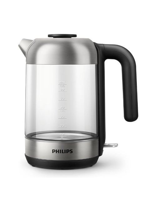 Philips Electric Glass Kettle, 1.7L, 2200W, HD9339/81, HD9339/80, Clear/Silver/Black