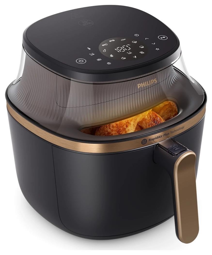 Philips 3000 Series Airfryer with See-Through Cooking Window, 16 Cooking Functions, Touchscreen Control, RapidAir Plus Technology, 4.2L, 1400W – NA322/00, Black