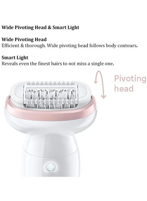 Braun Silk-épil 9 SkinSpa 9-080 Wet & Dry Epilator with Deep Body Exfoliation Brush, Massage Pad & 6 Extra Accessories