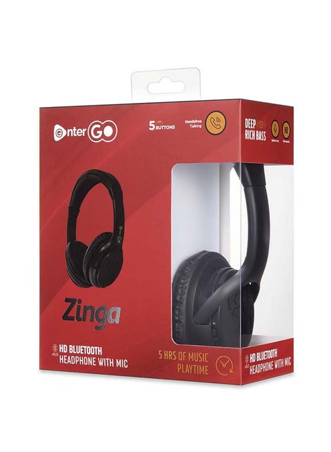 enter Go Powerbeat Zinga HD Bluetooth Headphone with Mic, Black