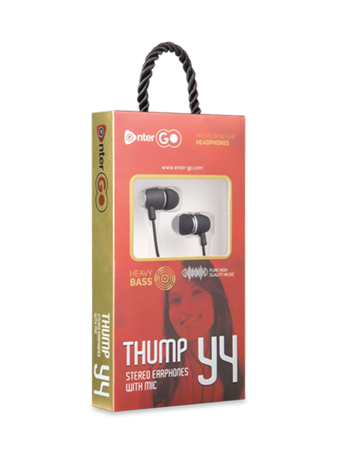 enter Go Thump Y4 Stereo Earphones with Mic, Black