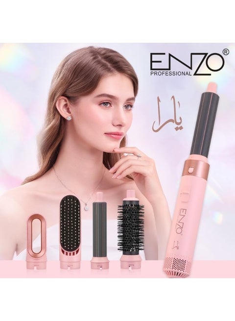 ENZO Professional EN-4142 5-in-1 Ionic Hair Styler, Hot Air Hair Dryer Brush, Hair Straightener & Curler, Multi-Function Blow Dryer Brush – International Version