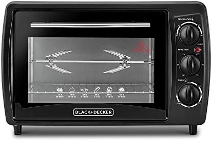 BLACK+DECKER 19L Multifunction Electric Oven, 1380W, Double-Glass Door, Rotisserie, Toasting, Baking & Broiling Functions – TRO19RDG-B5, Black