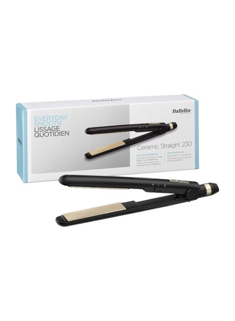 BaByliss International Version Hair Straightener 25mm PTC Ceramic Plates, 2 Temperature Settings Up to 230°C, Ready in 30 Seconds, 2m Swivel Cord, Heat Mat, ST089SDE (Black)