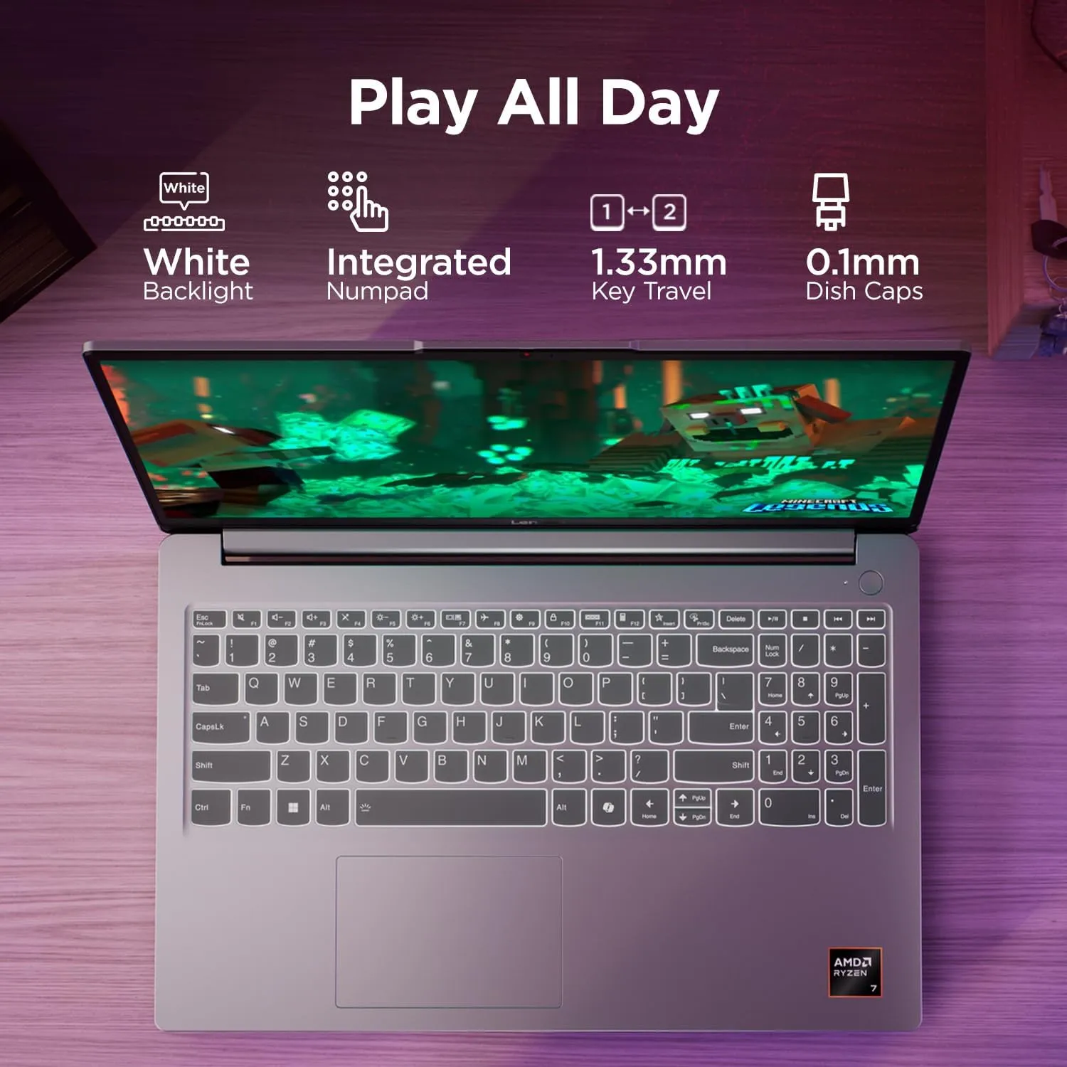 Lenovo LOQ 15ARP10E, 15.6" FHD IPS 144Hz Display, AMD Ryzen 7 170, 16GB DDR5 RAM, 1TB PCIe NVME SSD, NVIDIA GeForce RTX 4050 6GB GDDR6, AI, Wi-Fi 6, Win11 Home, Luna Grey 4