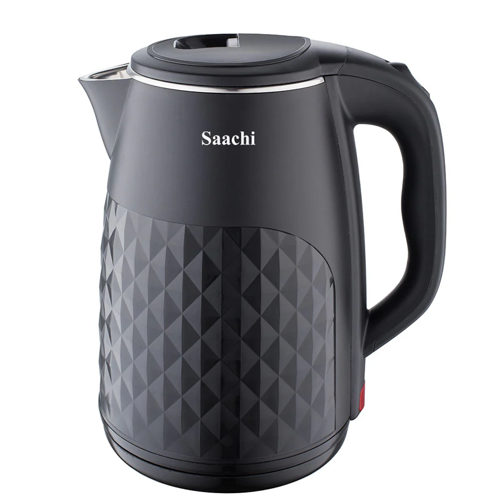 Saachi NL-KT-7765-BK 2.3L Large-Capacity Electric Kettle, 1500W Fast Boil, Elegant Diamond Texture, Automatic & Manual Shut-Off, Concealed Heating Element, 360° Cordless Base and Overheat Protection – Black