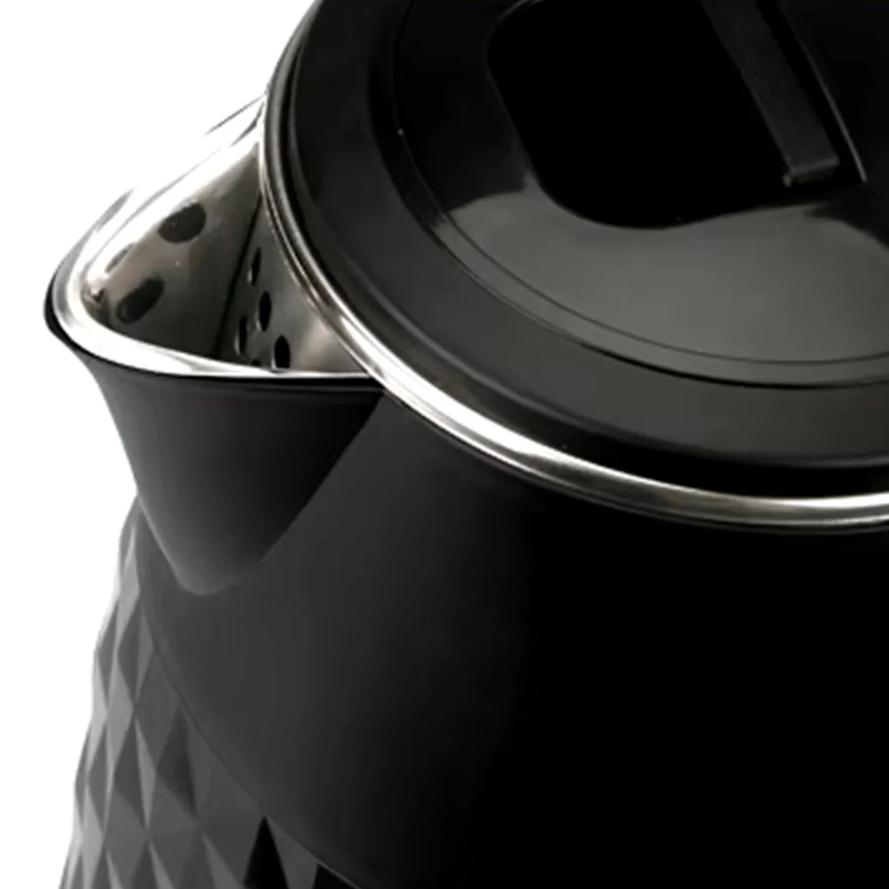 Saachi NL-KT-7765-BK 2.3L Large-Capacity Electric Kettle, 1500W Fast Boil, Elegant Diamond Texture, Automatic & Manual Shut-Off, Concealed Heating Element, 360° Cordless Base and Overheat Protection – Black