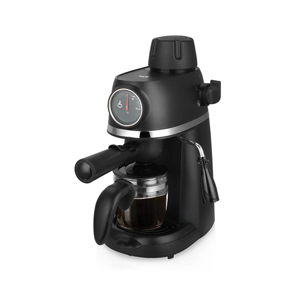 Saachi 3.5-Bar Espresso Coffee Maker NL-COF-7047-BK, 2-4 Cups 240ml, Cappuccino & Latte Machine, Steam Frother, Stainless Steel Filter, 800W