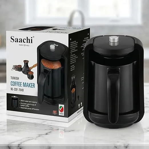Saachi Turkish Coffee Maker NL-COF-7049-BK, Automatic Electric Turkish Coffee Machine, 4 Cups, 250ml, Anti-Overflow, Auto Shut Off, Tea Maker, 480W 2