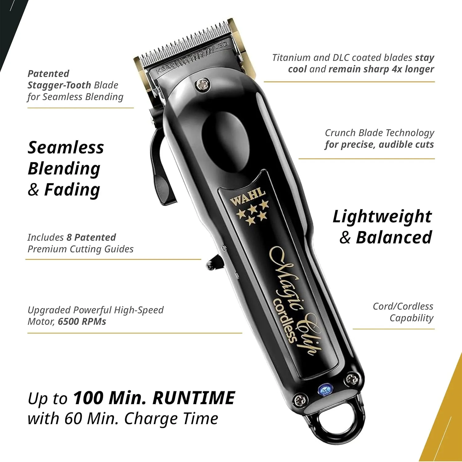 Wahl Cordless Magic Clip Black Professional Hair Clipper 3026432 3