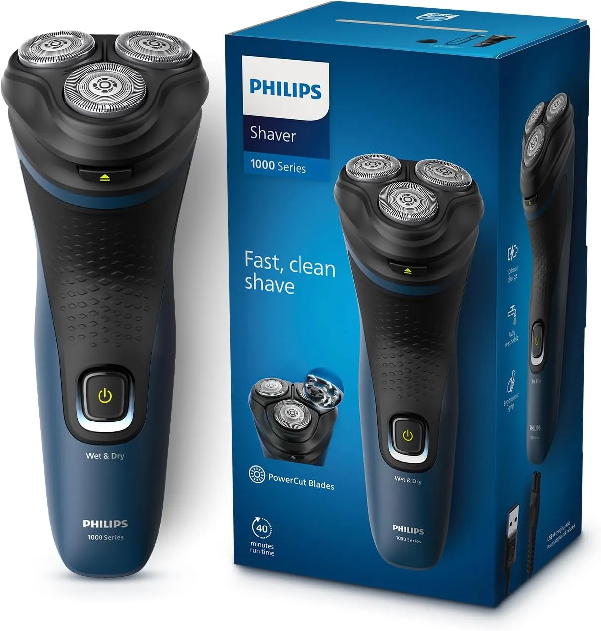 Philips Electric Shaver for Men, Wet and Dry Shaving, 3D Floating Heads, 27 Self-Sharpening Blades Cordless Waterproof S1151/03 (New Model)
