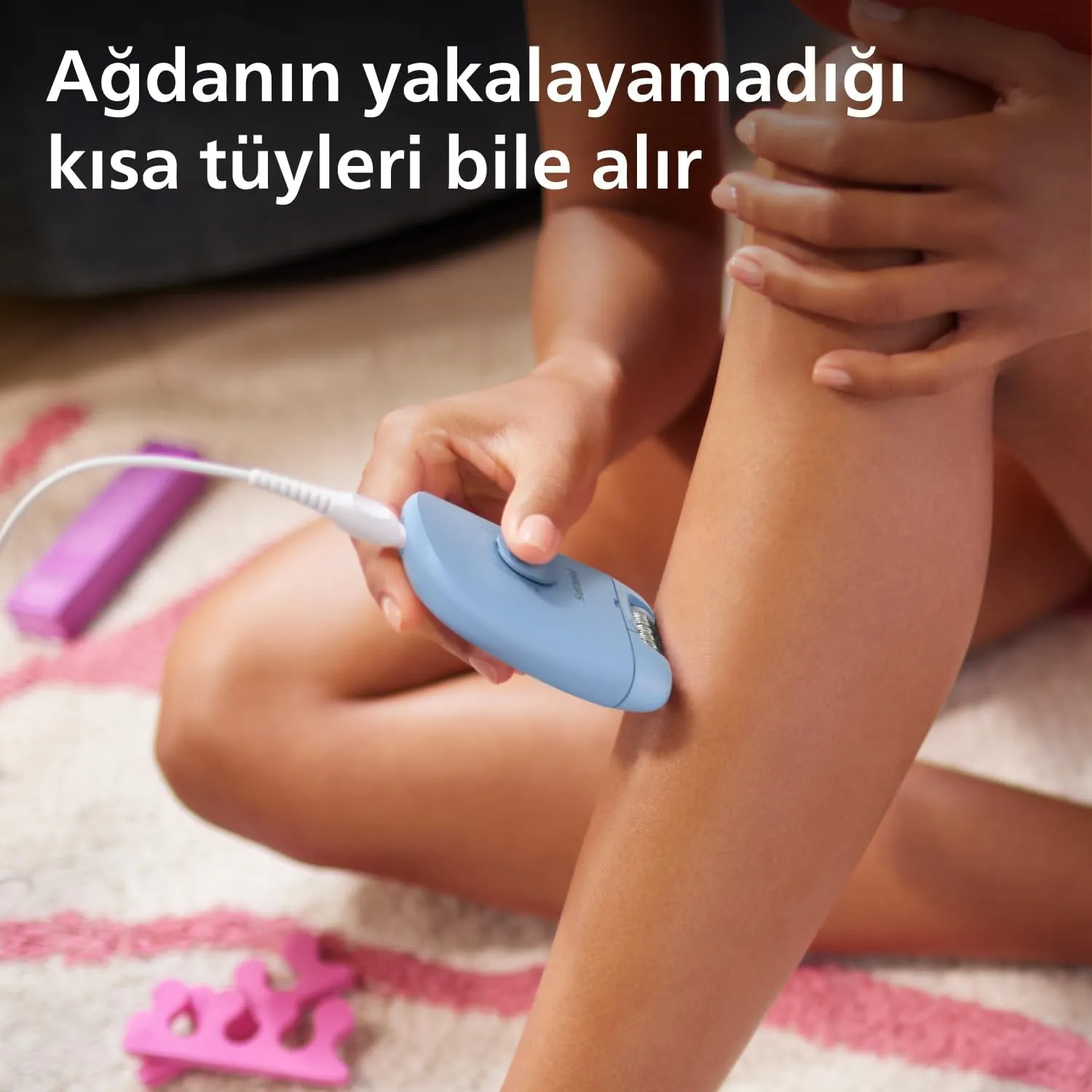 Philips Hair Removal Device, Portable Compact Design, Washable Head, Wired, Smooth up to 4 Weeks, Colour Blue, BRE228/05 3