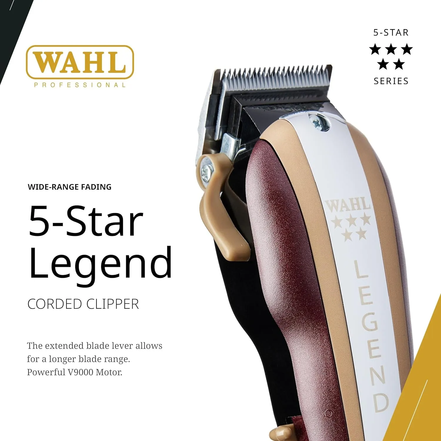 Wahl Professional 8147 Wide-Range Fading Clipper with Crunch Blade Technology & 8 Attachment Combs