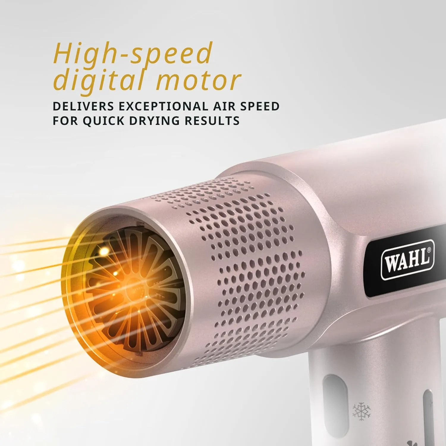 Wahl Vanquish Rose Gold Hair Dryer, Lightweight, LED Display, Quiet, Professional, 3 Attachments, Powerful, Cool Drying, 3 Speed-Settings, Auto-Clean, Even Drying, Quick Dry 4