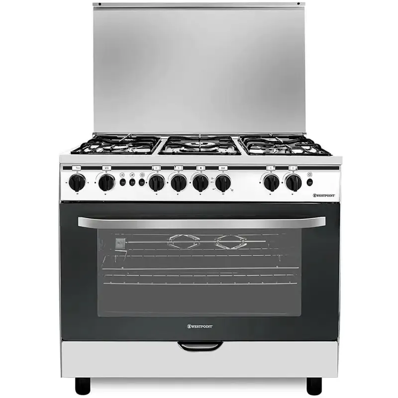 Westpoint 90×60cm Freestanding 5 Burner Gas Cooker With Gas Oven, Grill, Rotisserie, Auto Ignition & Full FFD Safety WCE-9060HDFS Stainless Steel