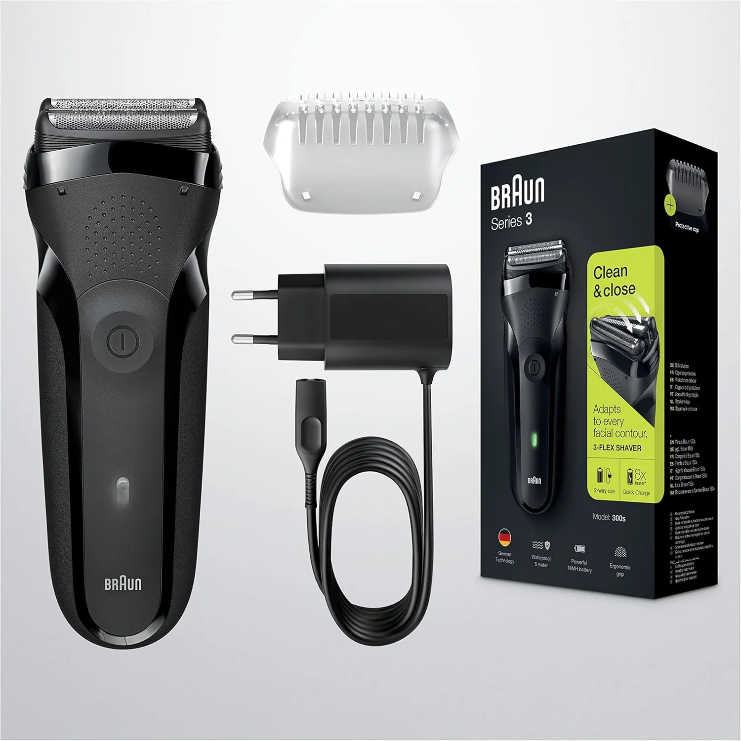 Braun Series 3 300s Rechargeable Electric Shaver for Men, Black 5