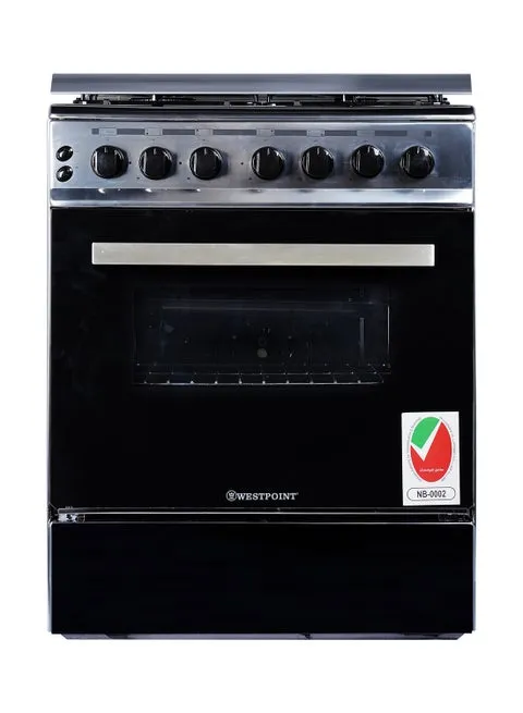 Westpoint 60×60cm Freestanding 4 Burner Gas Cooker With Gas Oven, Rotisserie Grill, Auto Ignition & Full Flame Failure Safety WCE-6060FS Stainless Steel