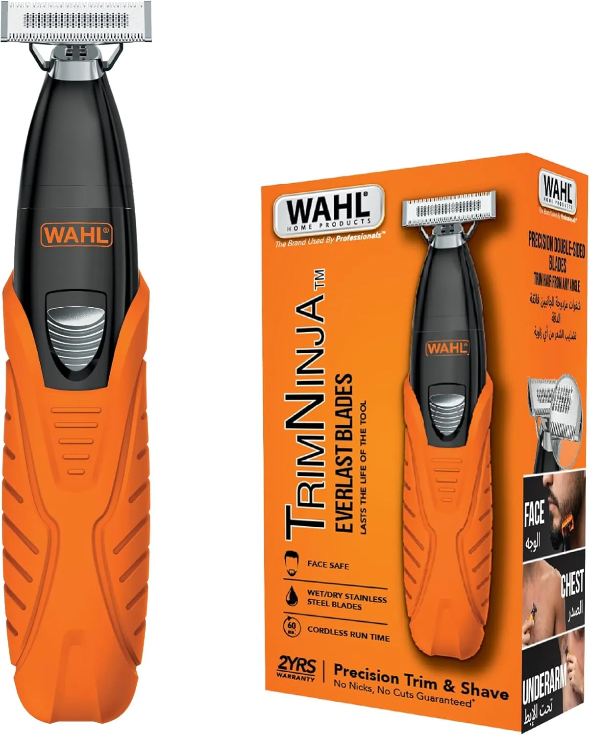 Wahl Trim Ninja Hybrid Electric Razor & Beard Trimmer – No Blade Replacement, Face-Safe, Wet & Dry, Double-Sided Stainless Steel Blade – 3031009