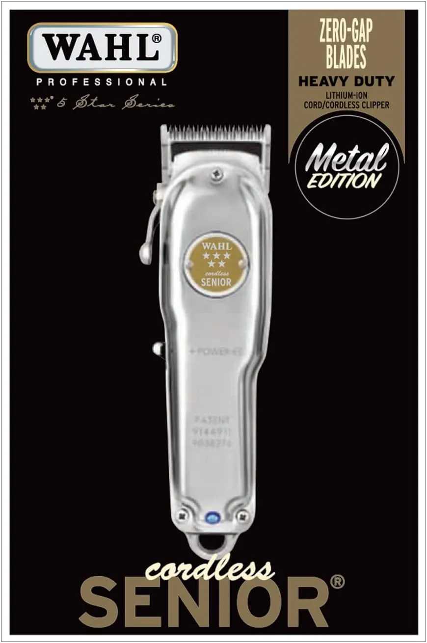 Wahl 5 Star Cordless Senior Metal Edition Clipper for Men's Hair Trimming, Fading, Outlining, Edging