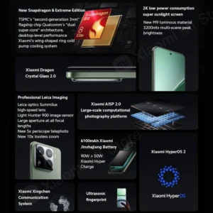 15 Pro Mobile 512GB 16GB RAM Leica Optics Summilux Lens｜Light Hunter 900 Image Sensor | 120mm Leica periscope telephoto| Hyper OS 2 | Qualcomm Snapdragon 8 Elite White with Google play Chinese version 3