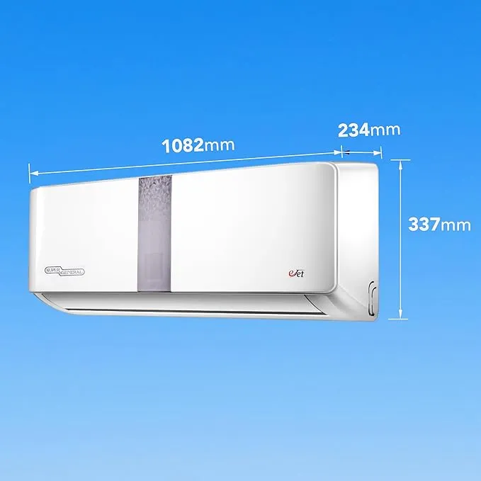Super General 1.5 Ton (18000 BTU) Rotary Split Air Conditioner With Rotary Compressor, T3 Climate, R410A Refrigerant, 4 Way Swing, Turbo Mode, Gold Fin, Follow Me Function, High Density Filter, Auto Restart, Self Clean & Digital Display SGS195FE White  3