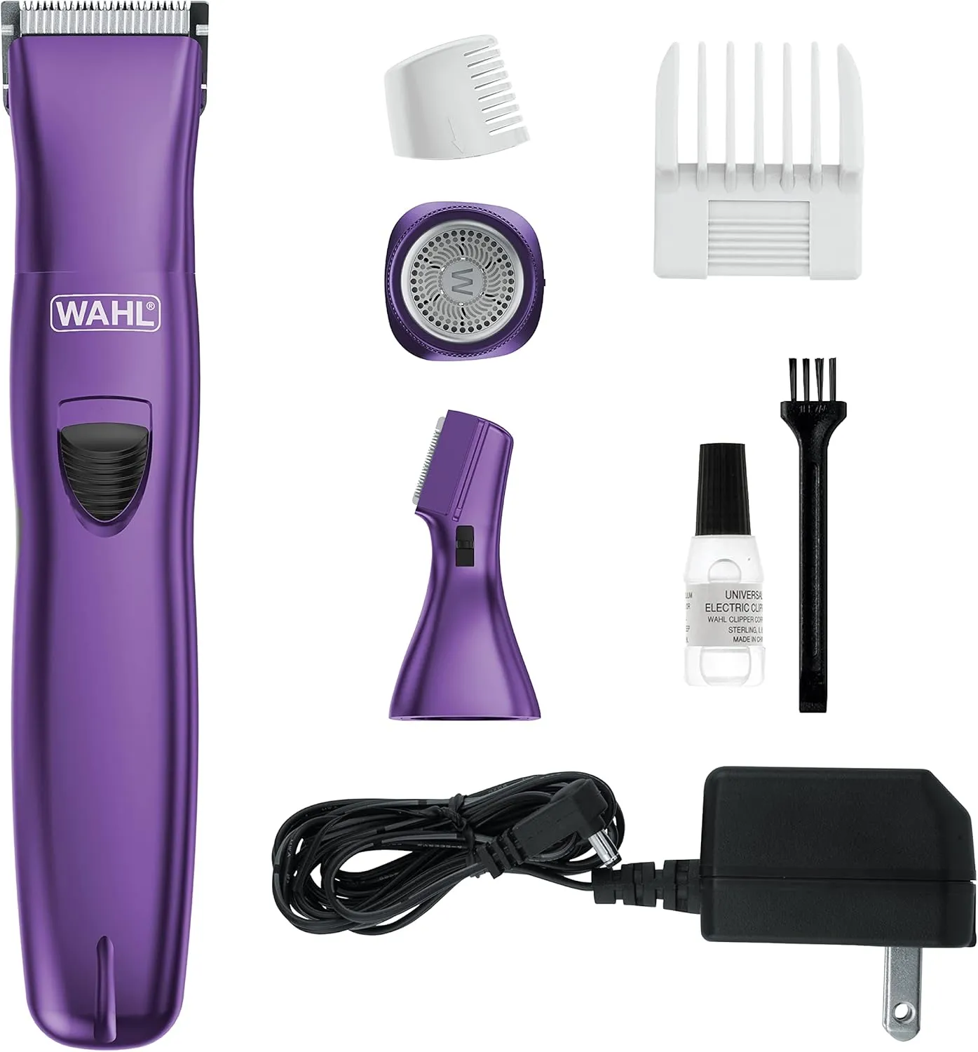 Wahl Pure Confidence Rechargeable Lady Clipper – Personal Grooming Kit for Women with 3 Interchangeable Heads (Trimmer, Detail Trimmer, Rotary Shaver), 2 Guide Combs, 60 Min Runtime – 9865-127